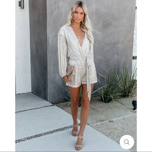 VICI - EYE CANDY SEQUIN POCKETED TIE ROMPER